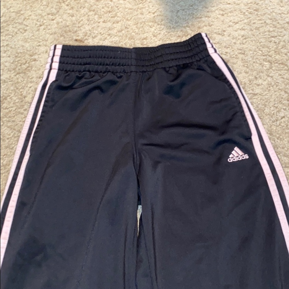 Black Adidas Track Pants with Pink lining